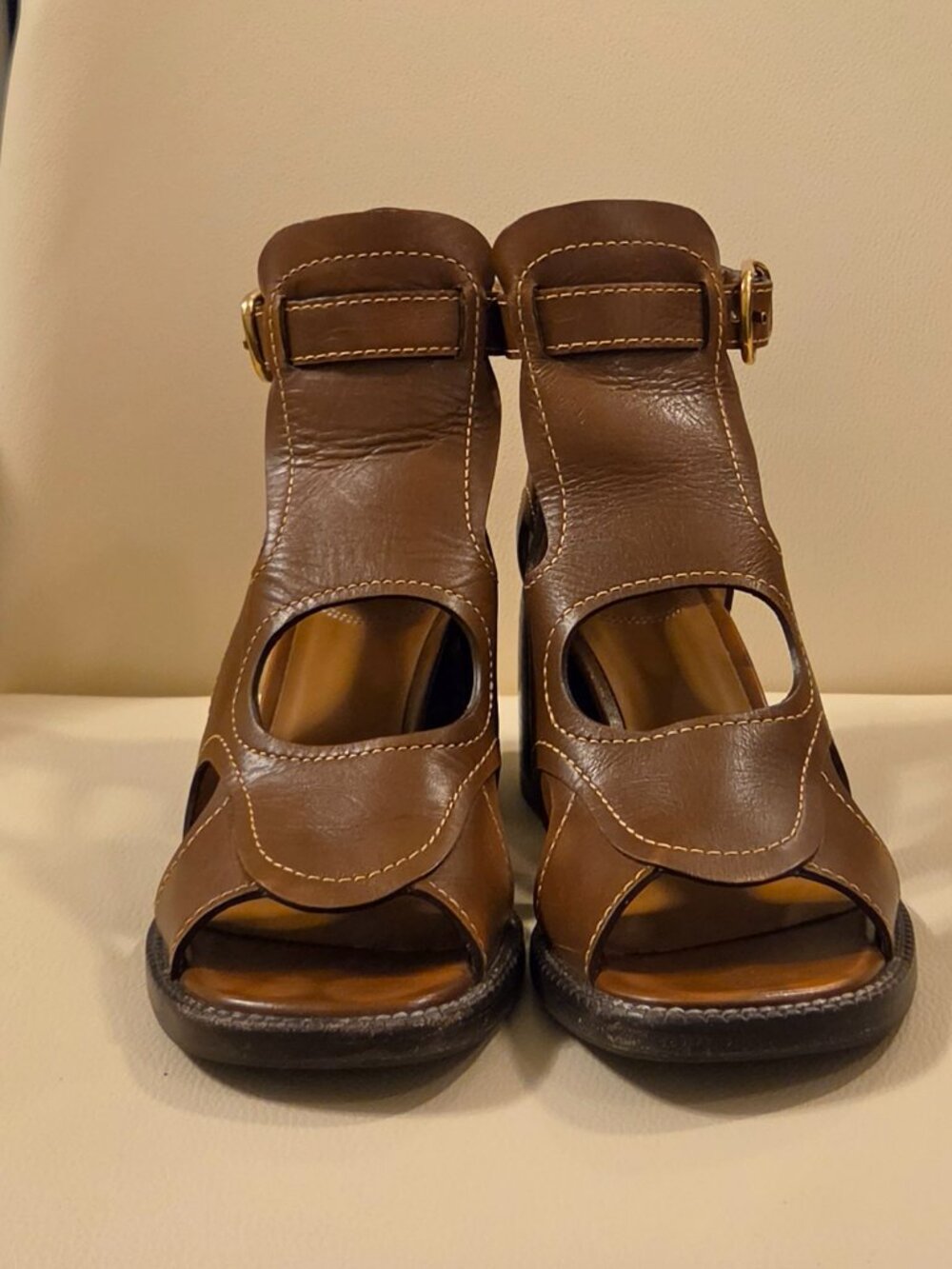 brown leather Chloé Gaile sandals - Picture 5 of 17